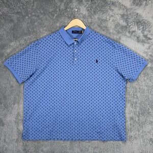Polo Ralph Lauren Shirt Mens 3XB Blue AOP 100% Cotton Short Sleeve Pony Preppy